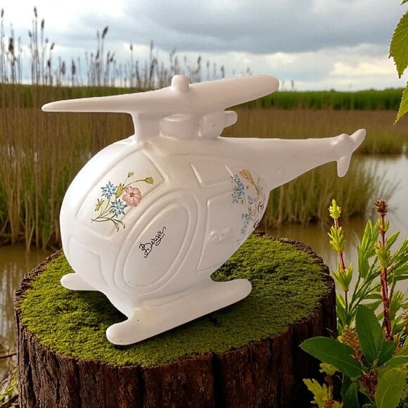 Berger Italian Helicopter Figure Ceramic Iridescent Floral Pottery Hand Painted - Picture 15 of 16